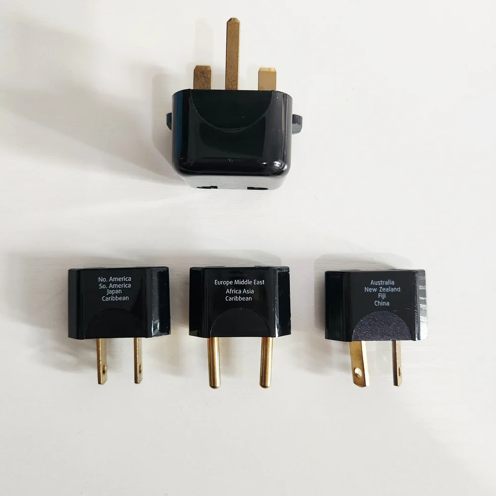 Travel Power Adapter & Converter Set Black 6 pieces w/ Travel Bag